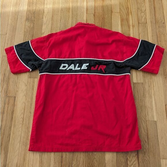 Winner's circle red black white short sleeve button down shirt dale jr Budweiser - Picture 2 of 4
